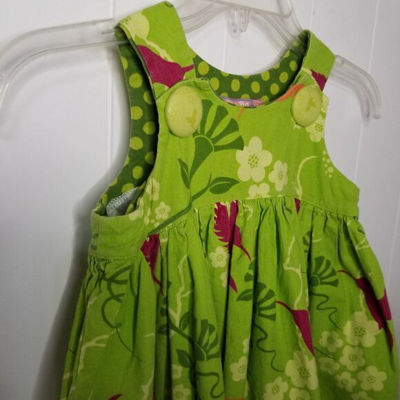 Jelly the Pug Dress Girls Size 3T Sleeveless Green - Picture 3 of 9